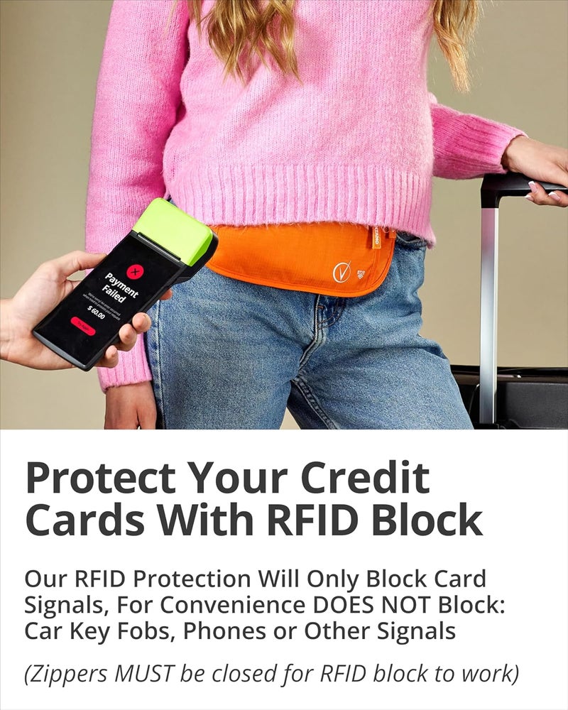 Vantamo Money Belt with RFID For Men & Women, Hidden Passport Holder for Travel, 2 Compartment Travel Fanny Pack for Women Anti Theft - Image 3